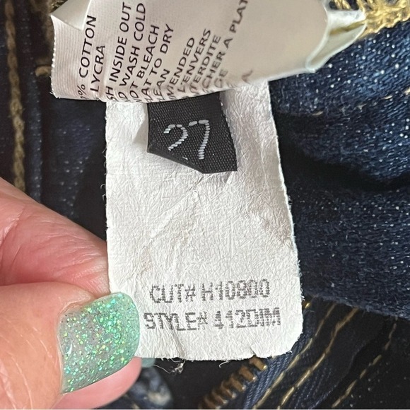 Hudson Bootcut Flared Ankle Jeans Low Waist Wide Leg Floral Appliqué Size 27 - Picture 12 of 16